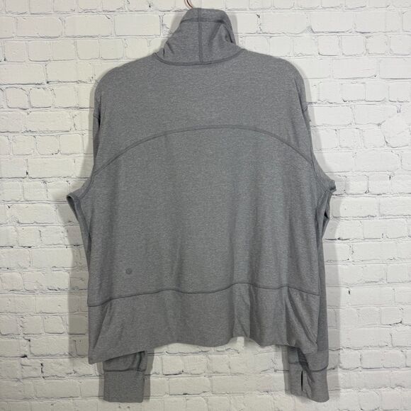 Lululemon Ready to Rulu Crop Sweater Women 12 Gray Pullover Funnel Neck Athletic - Picture 3 of 14